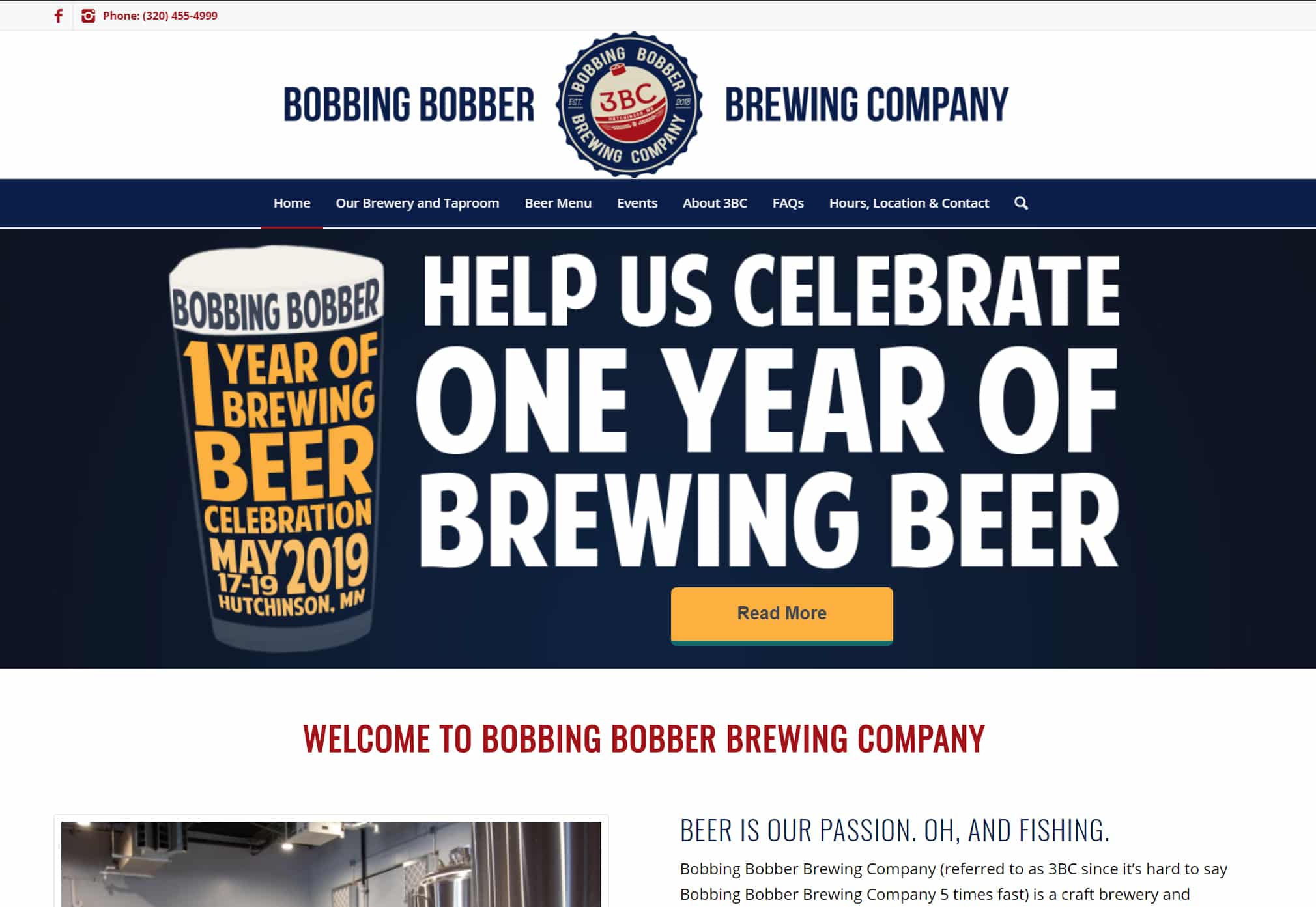 Bobbing Bobber Brewing Company Website Screenshot